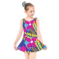 Design Decoration Decor Floral Pattern Kids  Skater Dress Swimsuit