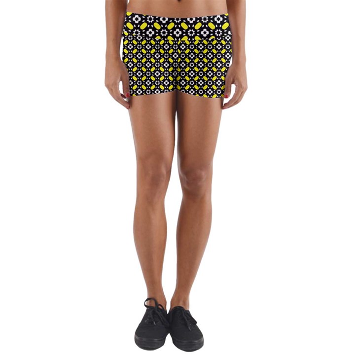 Flower Pattern Pattern Texture Yoga Shorts