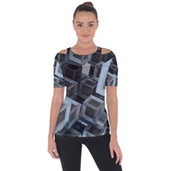 Cube Fantasy Square Shape Shoulder Cut Out Short Sleeve Top by Simbadda