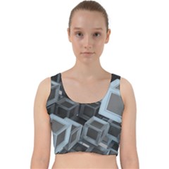 Cube Fantasy Square Shape Velvet Racer Back Crop Top by Simbadda