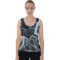 Cube Fantasy Square Shape Velvet Tank Top by Simbadda