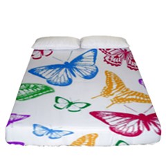 Butterfly Butterflies Vintage Fitted Sheet (california King Size) by Simbadda