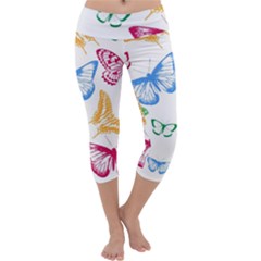 Butterfly Butterflies Vintage Capri Yoga Leggings by Simbadda