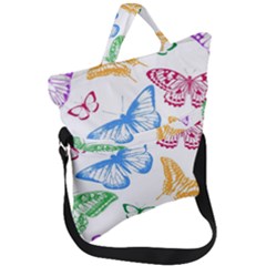 Butterfly Butterflies Vintage Fold Over Handle Tote Bag