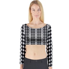 Black And White Texture Long Sleeve Crop Top by Simbadda