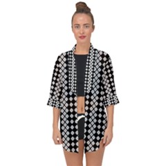 Black And White Texture Open Front Chiffon Kimono by Simbadda