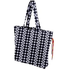 Black And White Texture Drawstring Tote Bag by Simbadda