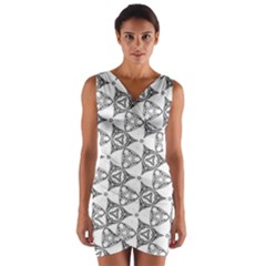 Black And White Pattern Wrap Front Bodycon Dress by Simbadda