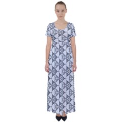 Black And White Pattern High Waist Short Sleeve Maxi Dress by Simbadda