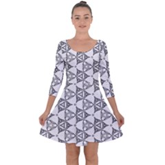 Black And White Pattern Quarter Sleeve Skater Dress