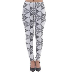 Black And White Pattern Lightweight Velour Leggings by Simbadda