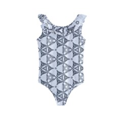 Black And White Pattern Kids  Frill Swimsuit