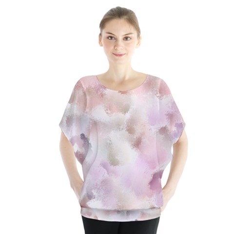 Watercolor Seamless Texture Batwing Chiffon Blouse by Simbadda