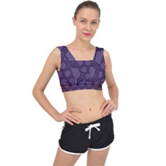 Hexagon Grid Geometric Hexagonal V-back Sports Bra