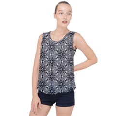 Black And White Pattern Bubble Hem Chiffon Tank Top