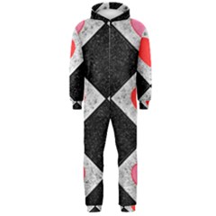 Diamonds Hearts Mosaic Pattern Hooded Jumpsuit (men)  by Simbadda