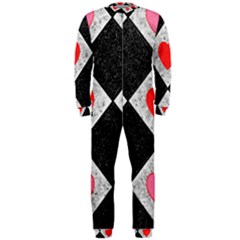 Diamonds Hearts Mosaic Pattern Onepiece Jumpsuit (men)  by Simbadda