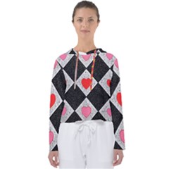 Diamonds Hearts Mosaic Pattern Women s Slouchy Sweat by Simbadda