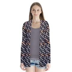 Rattan Wood Background Pattern Drape Collar Cardigan by Simbadda