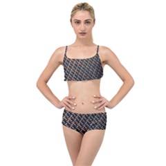 Rattan Wood Background Pattern Layered Top Bikini Set