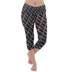 Rattan Wood Background Pattern Lightweight Velour Capri Yoga Leggings