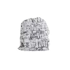 Black And White Background Wallpaper Pattern Drawstring Pouch (small) by Simbadda