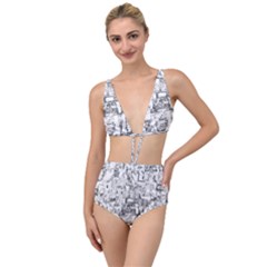 Black And White Background Wallpaper Pattern Tied Up Two Piece Swimsuit