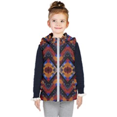 Kaleidoscope Art Pattern Ornament Kid s Hooded Puffer Vest by Simbadda