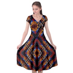 Kaleidoscope Art Pattern Ornament Cap Sleeve Wrap Front Dress by Simbadda