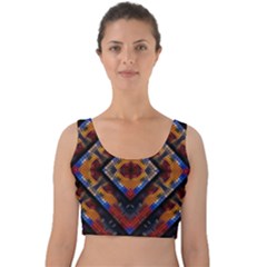 Kaleidoscope Art Pattern Ornament Velvet Crop Top by Simbadda