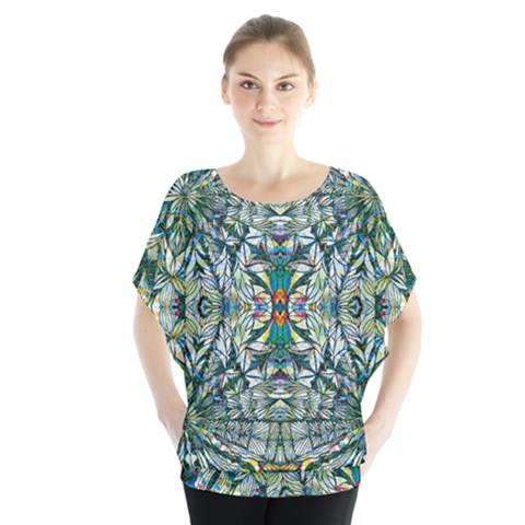 Pattern Design Pattern Geometry Batwing Chiffon Blouse by Simbadda