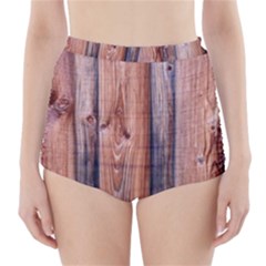 Wood Boards Wooden Wall Wall Boards High-waisted Bikini Bottoms by Simbadda