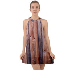 Wood Boards Wooden Wall Wall Boards Halter Tie Back Chiffon Dress