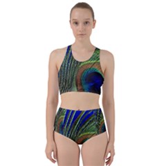 Peacock Feather Macro Peacock Bird Racer Back Bikini Set by Simbadda