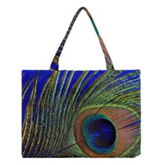 Peacock Feather Macro Peacock Bird Medium Tote Bag by Simbadda