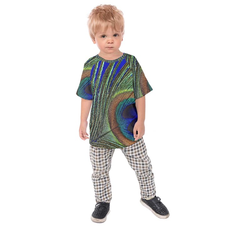 Peacock Feather Macro Peacock Bird Kids Raglan Tee