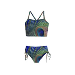 Peacock Feather Macro Peacock Bird Girls  Tankini Swimsuit