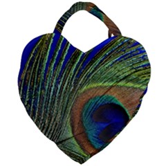 Peacock Feather Macro Peacock Bird Giant Heart Shaped Tote