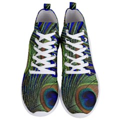 Peacock Feather Macro Peacock Bird Men s Lightweight High Top Sneakers