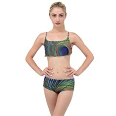 Peacock Feather Macro Peacock Bird Layered Top Bikini Set