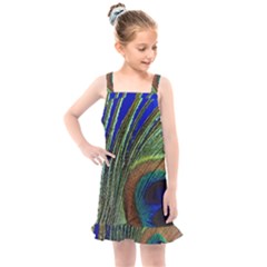 Peacock Feather Macro Peacock Bird Kids  Overall Dress