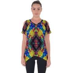 Kaleidoscope Art Pattern Ornament Cut Out Side Drop Tee by Simbadda