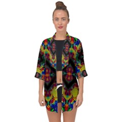 Kaleidoscope Art Pattern Ornament Open Front Chiffon Kimono