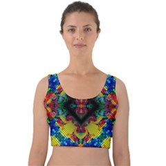 Kaleidoscope Art Pattern Ornament Velvet Crop Top by Simbadda