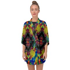 Kaleidoscope Art Pattern Ornament Half Sleeve Chiffon Kimono