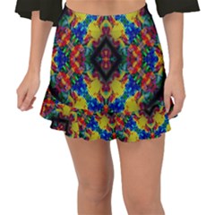 Kaleidoscope Art Pattern Ornament Fishtail Mini Chiffon Skirt