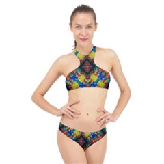 Kaleidoscope Art Pattern Ornament High Neck Bikini Set