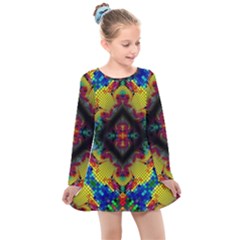 Kaleidoscope Art Pattern Ornament Kids  Long Sleeve Dress