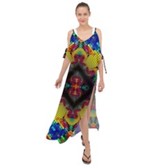 Kaleidoscope Art Pattern Ornament Maxi Chiffon Cover Up Dress