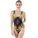 Kaleidoscope Art Pattern Ornament High Leg Strappy Swimsuit View1